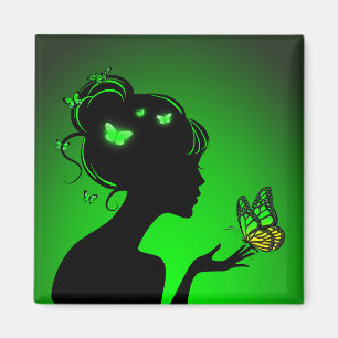 Magnet Grüne Schmetterlingsfrau