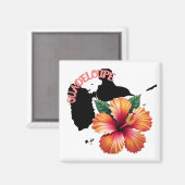 Magnet Guadeloupe Karte & Hibiskus | Magnet (Vorderseite/Rückseite)