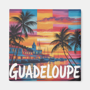 Magnet Guadeloupe Sonnenuntergang Retro Magnet