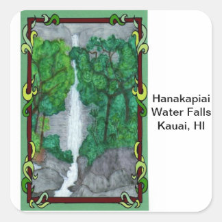 Magnet-Hanakapiai-Wasserfälle Quadratischer Aufkleber