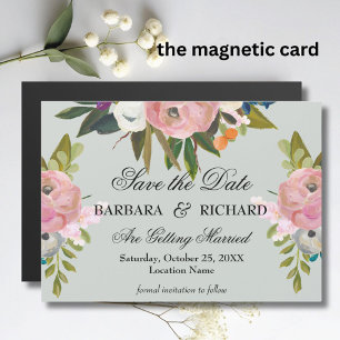 *MAGNET Handbemalte Blumen Hochzeit Save the Date  Magnetkarte