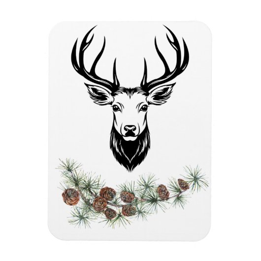Magnet - Hirsch und Tannenzweige (Vertikal)