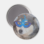 Magnet Husky Blue Eyes Mardi Gras Mask (Vorderseite/Rückseite)
