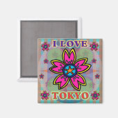 Magnet "I LIEBE TOKYO" Blume (Vorderseite/Rückseite)