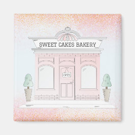 Magnet Illustriert Bäckerei Café Außenshop Pink