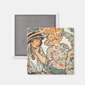 Magnet: Jugendstil - Sprache der Blume Magnet (Vorderseite/Rückseite)