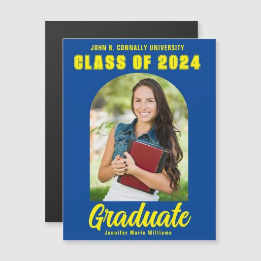 Magnet-Karte für das blaugelbe Foto Abschluss Magnetkarte (Vorne/Hinten)