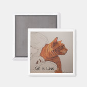 Magnet: Katze ist Liebe Magnet (Vorderseite/Rückseite)