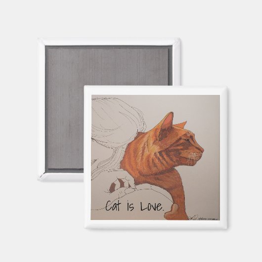 Magnet: Katze ist Liebe Magnet (Vorderseite/Rückseite)