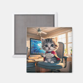 Magnet Katze mit Wecker  (Vorderseite/Rückseite)
