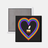 Magnet Kerze im Regenbogenherz (Vorderseite/Rückseite)