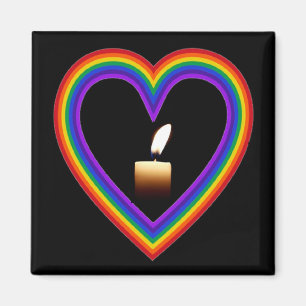 Magnet Kerze im Regenbogenherz