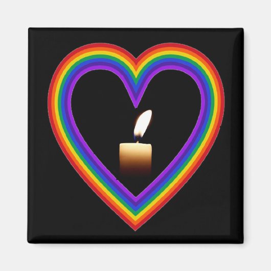 Magnet Kerze im Regenbogenherz (Vorne)