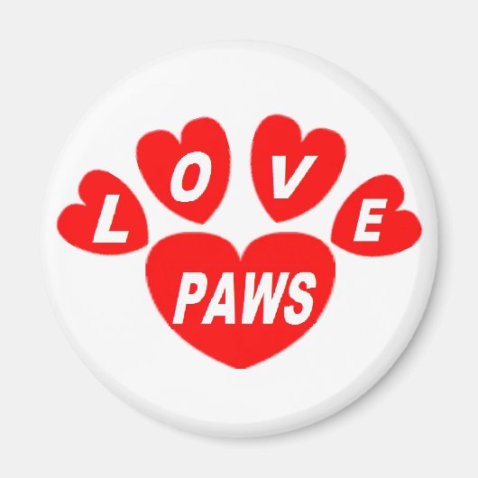 Magnet Liebe Paws Hearts Red (Vorne)