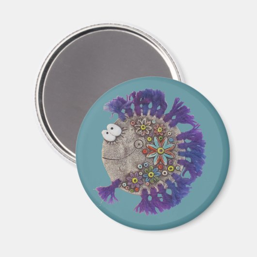 Magnet - Lila Garnfisch - Mama (Vorderseite/Rückseite)