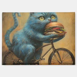 Magnet\Lustige blaue Katze fährt Fahrrad mit riesi Magnet