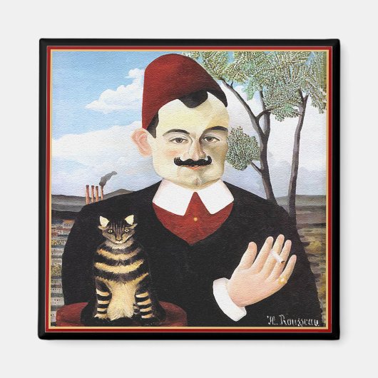Magnet: "Man & Cat" von Henri Rousseau Magnet (Vorne)