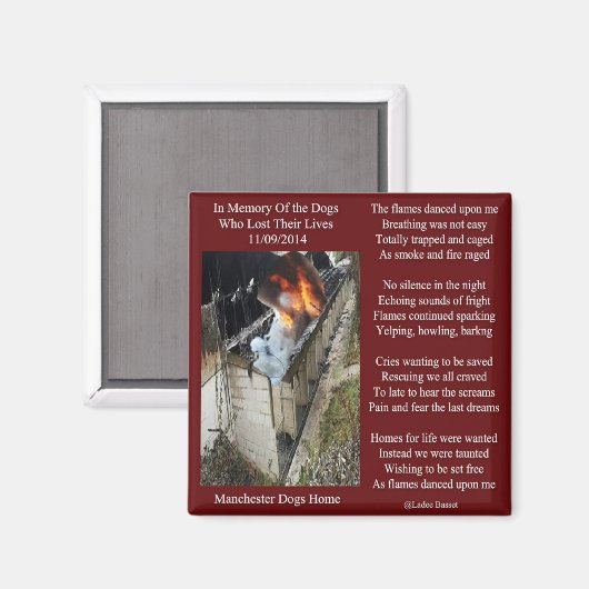 Magnet Manchester Dog Fire Gedicht (Vorderseite/Rückseite)