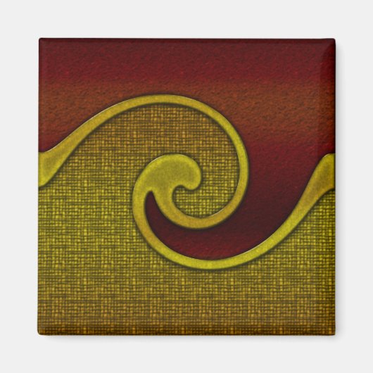 Magnet Maroon Brown Red Swirl Gold, Match Set (Vorne)