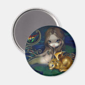 Magnet "Meerjungfrau mit einem goldenen Drachen" (Vorderseite/Rückseite)