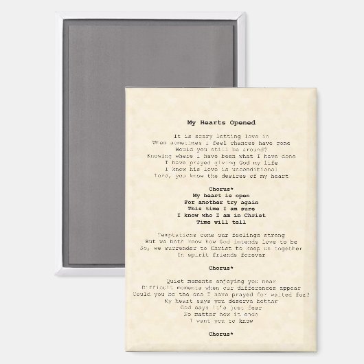 Magnet ; Mein Herz wird geöffnet (Vorderseite/Rückseite)