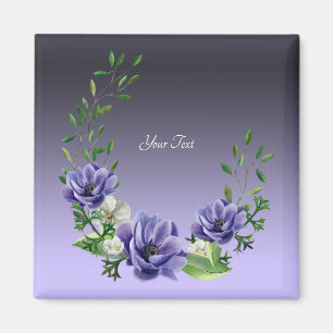 Magnet mit Aquarell-Lila-Blumen