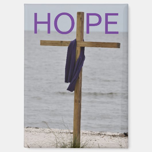 Magnet mit Bild eines Kreuzes am Strand (Vorderseite)