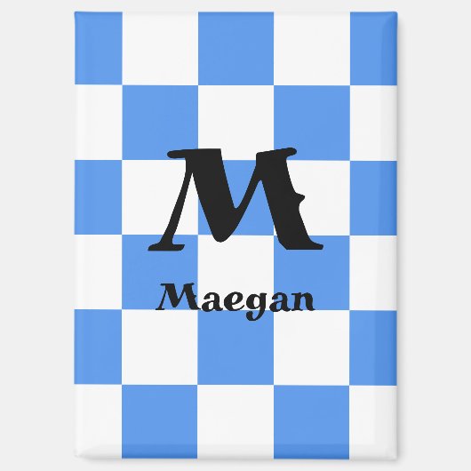 Magnet mit blauem karierten Hintergrund (Vorderseite)