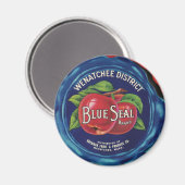 Magnet mit blauen Siegel-Äpfeln (Vorderseite/Rückseite)