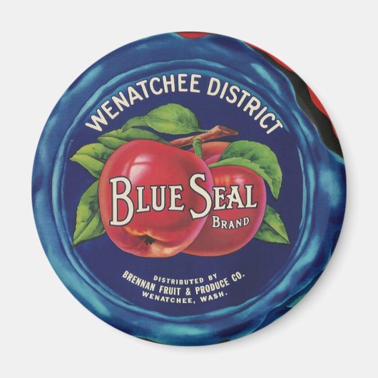 Magnet mit blauen Siegel-Äpfeln (Vorne)