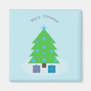 Magnet mit einem Weihnachtsbaum und Geschenken