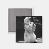 Magnet mit Eisbären, gefragt, suchen, anklopfen (Vorderseite/Rückseite)