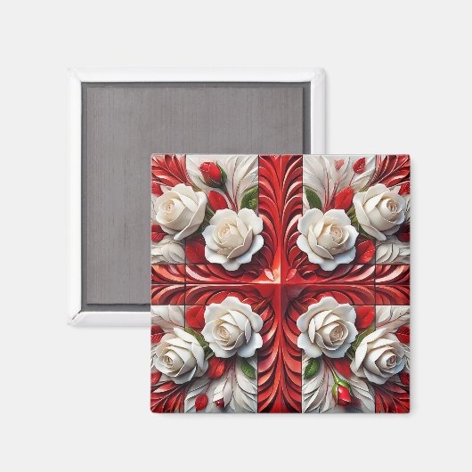Magnet mit englischer Rose Design (Vorderseite/Rückseite)