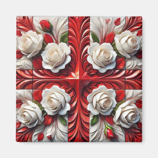 Magnet mit englischer Rose Design (Vorne)