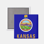 Magnet mit Flagge des Staat Kansas - USA (Vorderseite/Rückseite)