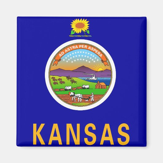 Magnet mit Flagge des Staat Kansas - USA (Vorne)