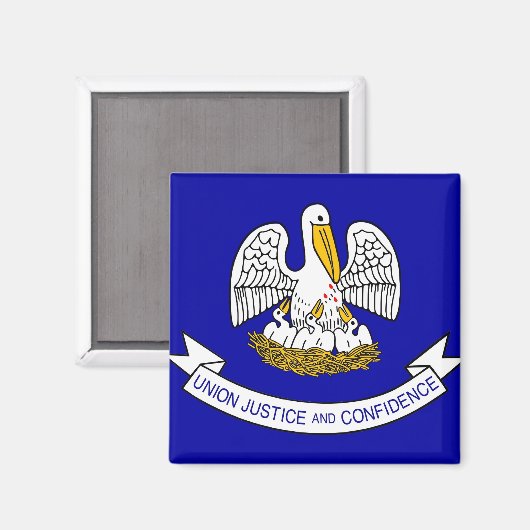 Magnet mit Flagge des Staat Louisiana - USA (Vorderseite/Rückseite)