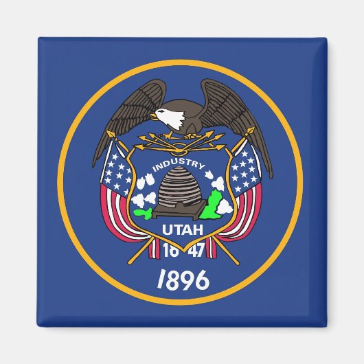 Magnet mit Flagge des Staat Utah - USA (Vorne)