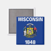 Magnet mit Flagge des Wisconsin-Staat - USA (Vorderseite/Rückseite)