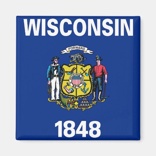 Magnet mit Flagge des Wisconsin-Staat - USA (Vorne)