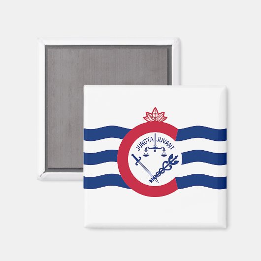 Magnet mit Flagge von Cincinnati, Ohio, USA (Vorderseite/Rückseite)