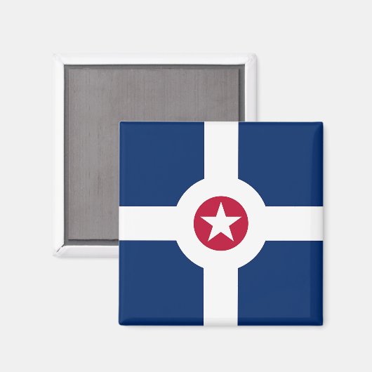 Magnet mit Flagge von Indianapolis City, USA (Vorderseite/Rückseite)