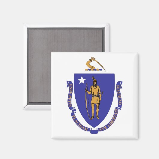 Magnet mit Flagge von Massachusetts Staat - USA (Vorderseite/Rückseite)