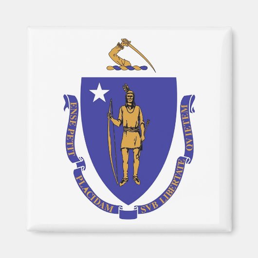 Magnet mit Flagge von Massachusetts Staat - USA (Vorne)