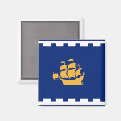 Magnet mit Flagge von Quebec City, Kanada (Vorderseite/Rückseite)