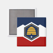 Magnet mit Flagge von Utah, USA (Vorderseite/Rückseite)