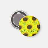 Magnet mit gelben kleinen Sonnenblumenblüten (Vorderseite/Rückseite)