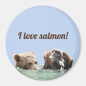 Magnet mit Grizzlybär und Lachs (Vorne)