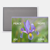 Magnet mit Irisblume und Advent-Themen (Vorderseite/Rückseite)