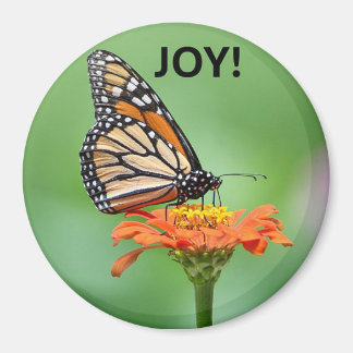 Magnet mit Monarchfalter, Blume und FREUDE!